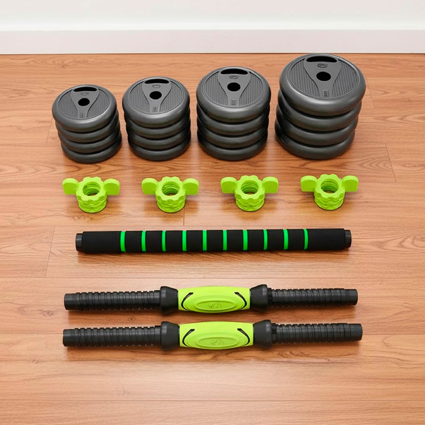 Juego de Mancuernas De 40 Kg con Barra Union Light Green
