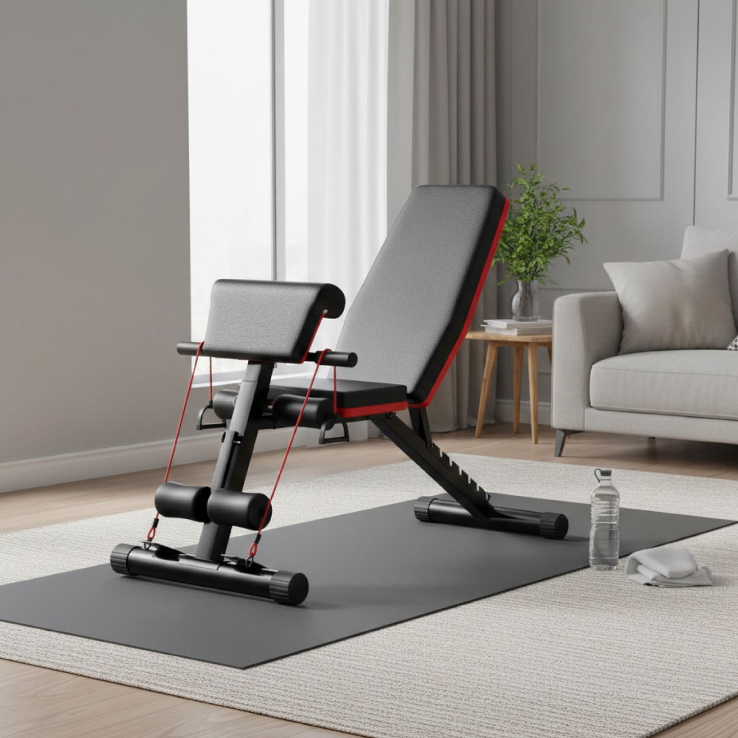 Banca Abdominal Ajustable Full Biceps Con Bandas