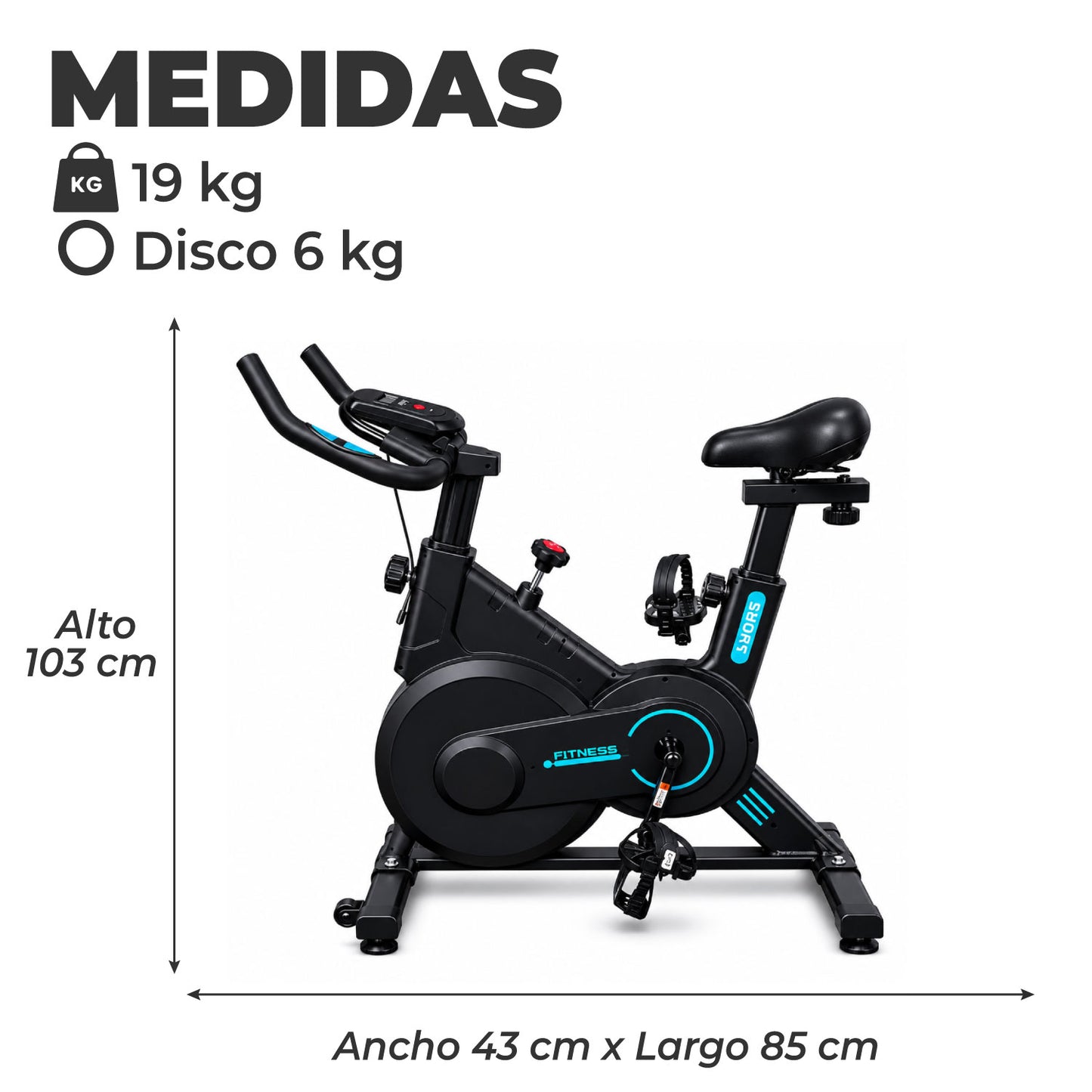Bicicleta Spinning Estática Profesional k100 Disco 6kg