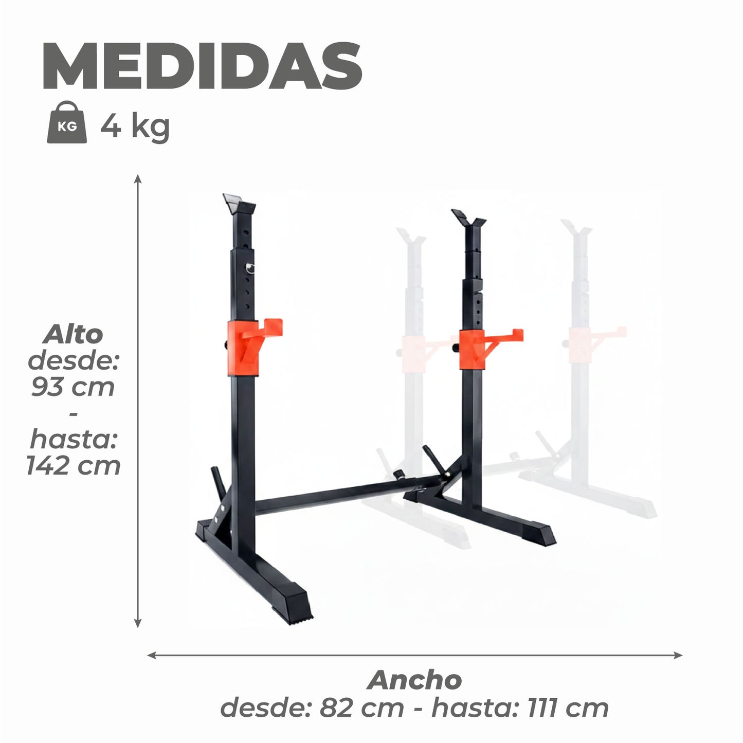 Atril Rack Squat Sentadillas Ajustable Para Barra