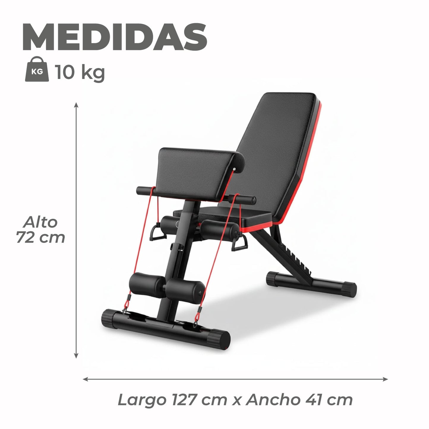 Banca Abdominal Ajustable Full Biceps Con Bandas