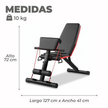 Banca Abdominal Ajustable Full Biceps Con Bandas
