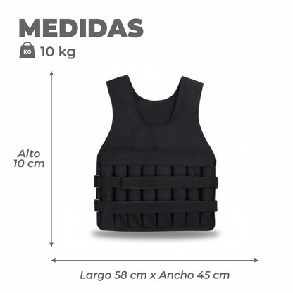 Chaleco de Peso 10 Kg Lastre Ajustable Pro Entrenamiento