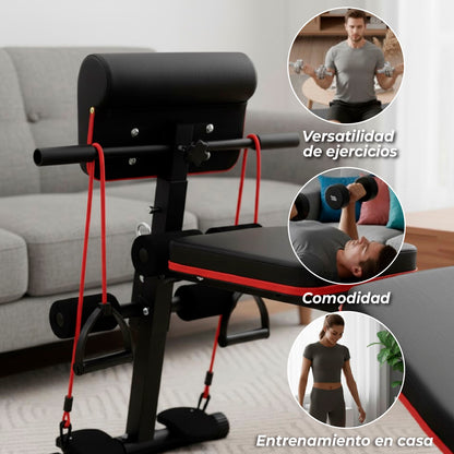 Banca Abdominal Ajustable Full Biceps Con Bandas
