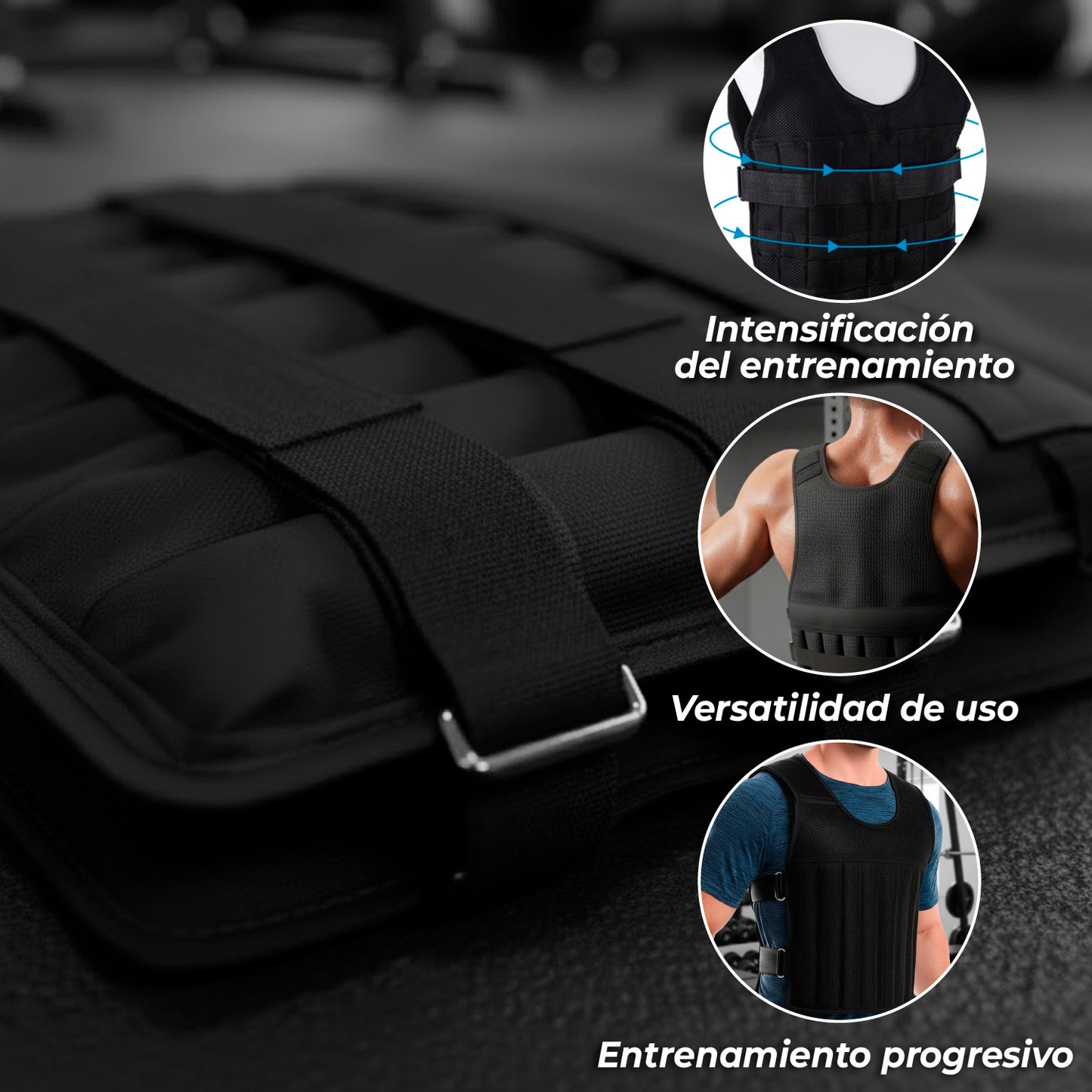 Chaleco de Peso 10 Kg Lastre Ajustable Pro Entrenamiento
