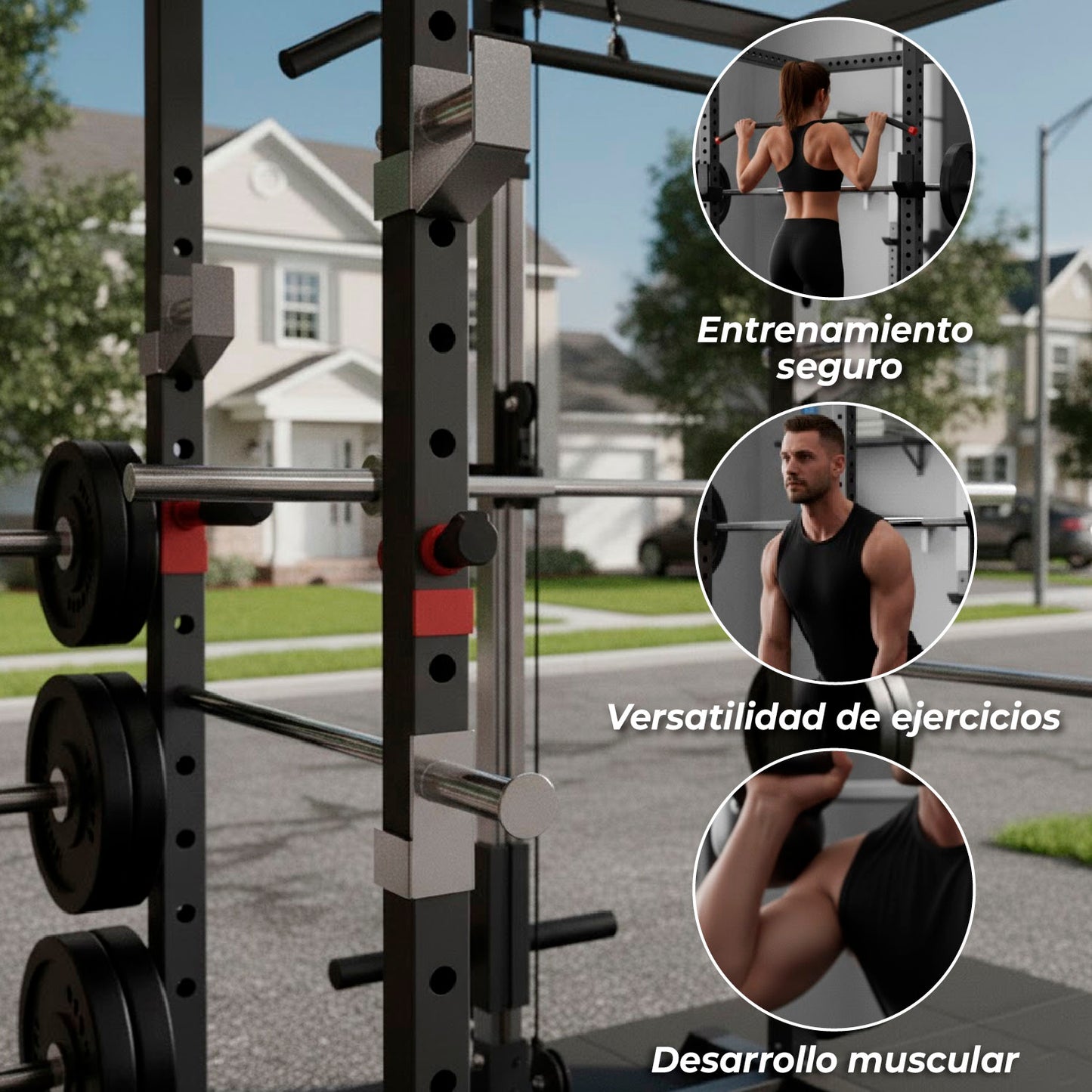 Jaula Multifuncional Power Rack R300 Gym Con Polea