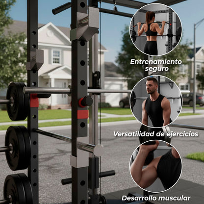 Jaula Multifuncional Power Rack R300 Gym Con Polea