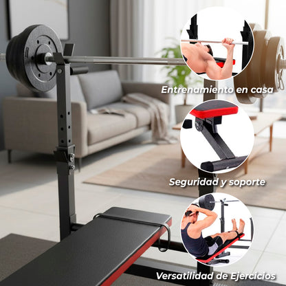 Press Banca Abdominal Reclinable Para Pesas Con Rack