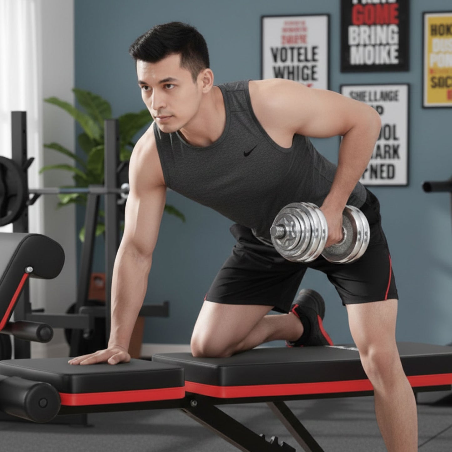 Banca Abdominal Ajustable Full Biceps Con Bandas