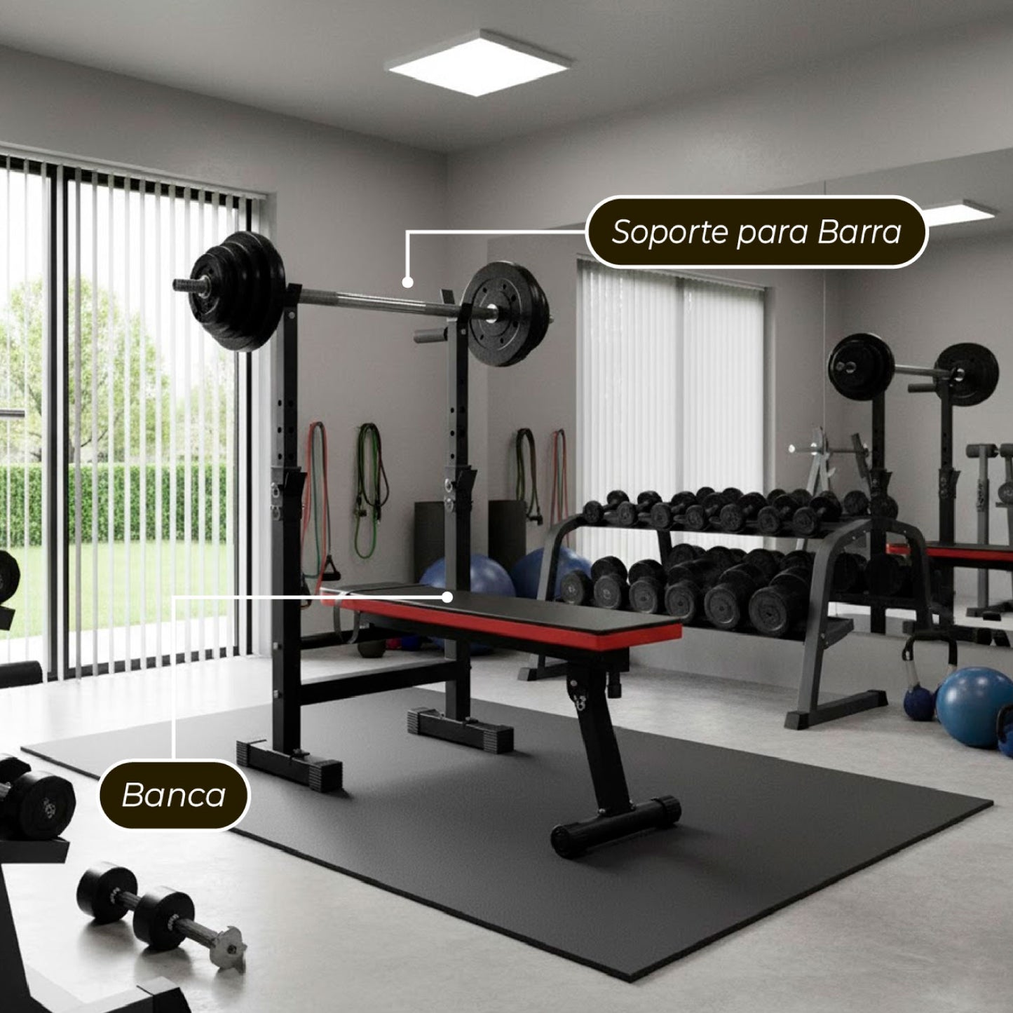 Press Banca Abdominal Reclinable Para Pesas Con Rack