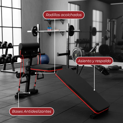 Banca Abdominal Ajustable Full Biceps Con Bandas