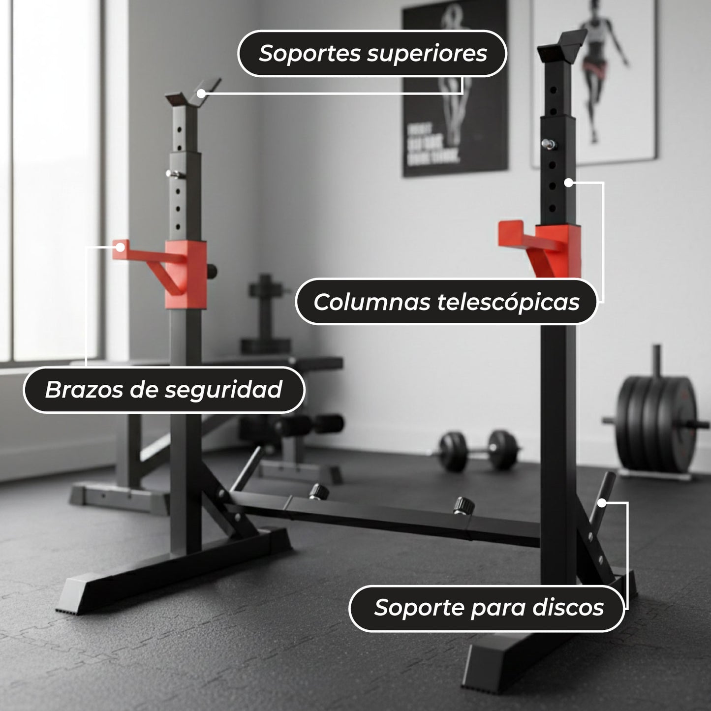 Atril Rack Squat Sentadillas Ajustable Para Barra