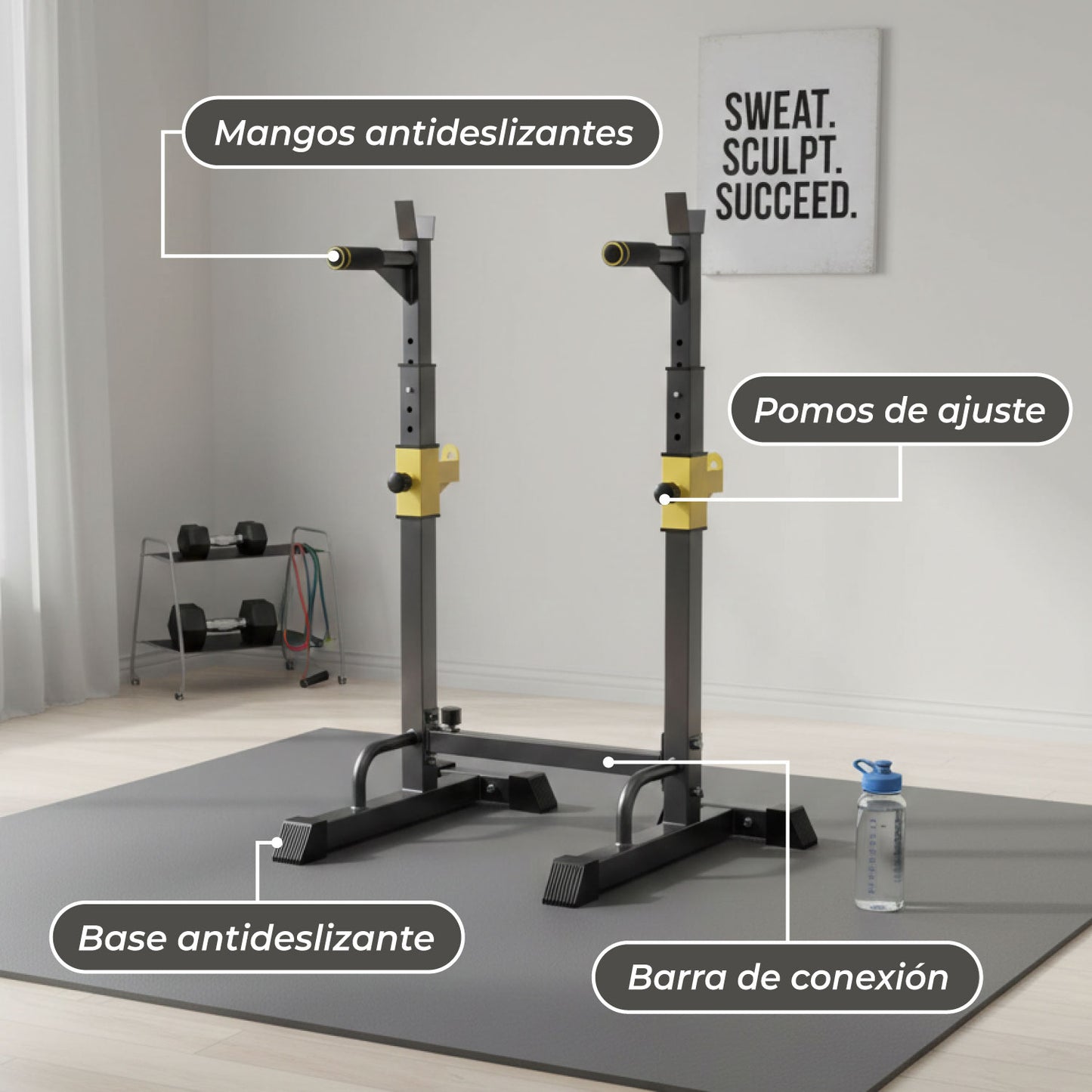 Atril Rack Extendible Sentadillas Squat Y Press Banca